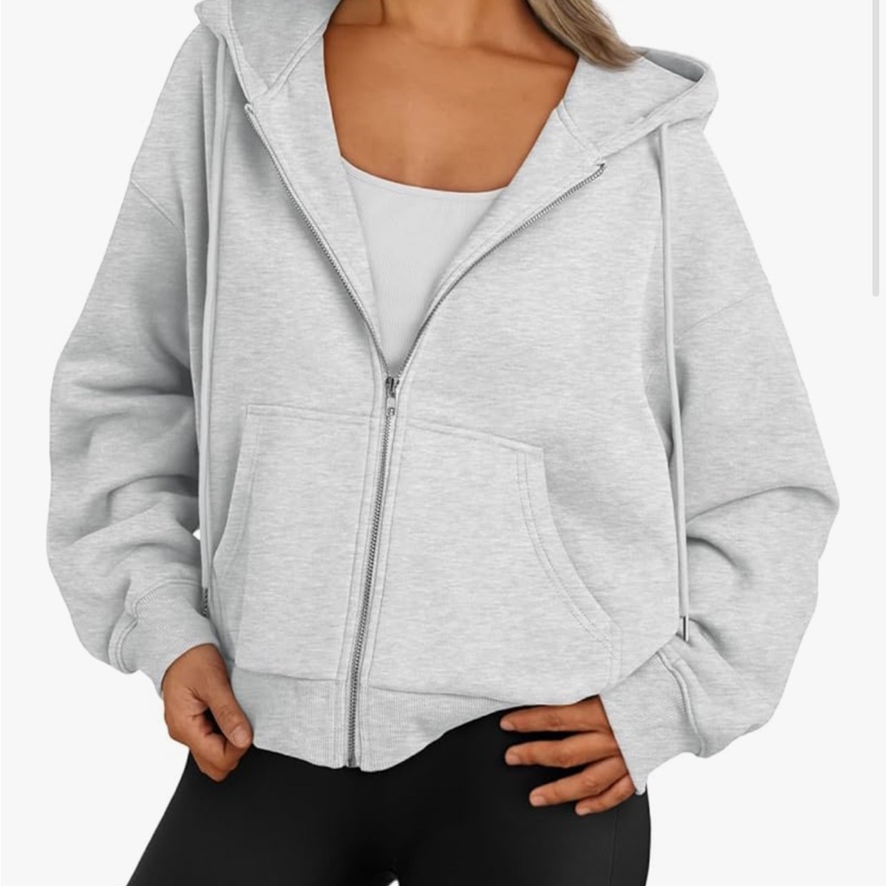 Gray Crop Hoodie Jacket